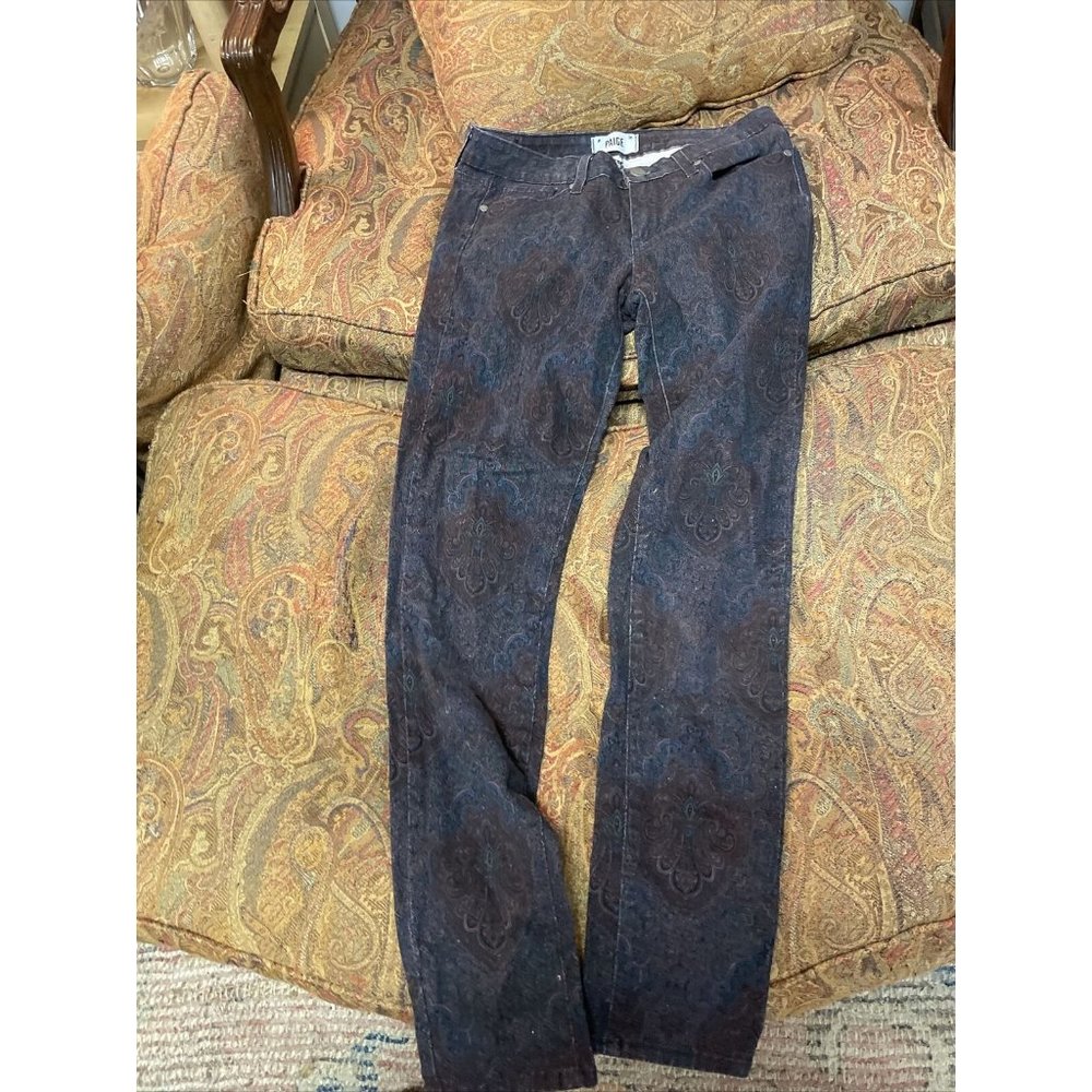 Paige Jeans Verdugo Ultra Skinny Black Paisley Size 28